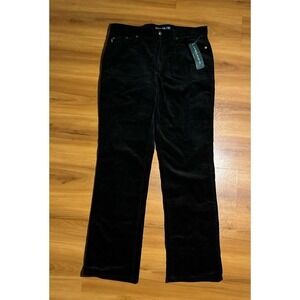 Womens NWT Lauren Ralph Lauren Corduroy Stretch Straight Leg Black Pants